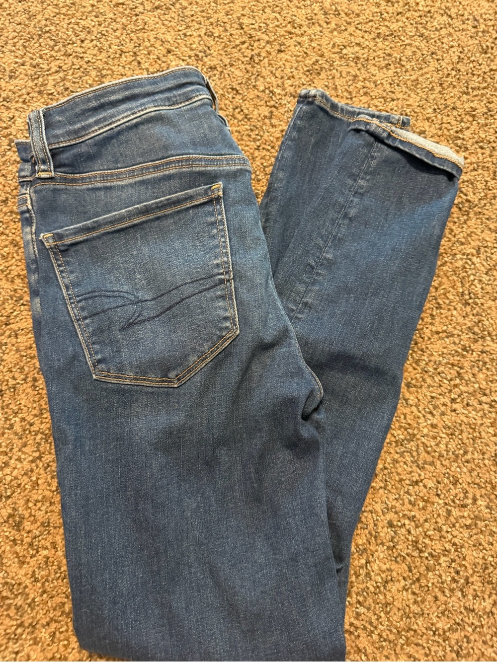 American Eagle Outfitters Straight-Leg Mid Blue Jeans